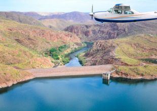 Cessna 210 over Lake Argyle